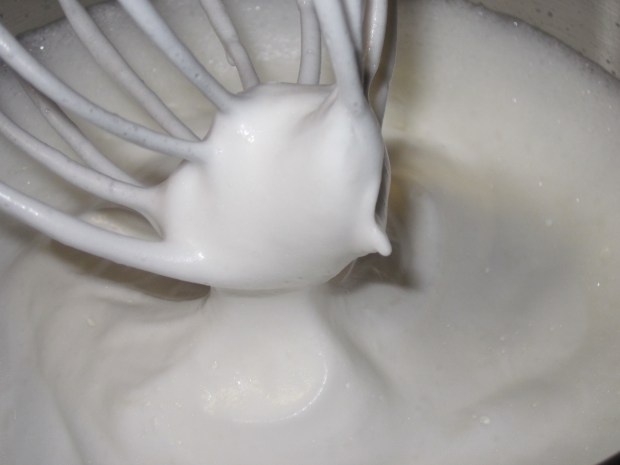 Beat the batter until medium to stiff peaks form.