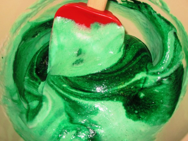 When folding, keep the spatula vertical, moving in a figure-8 motion, with as few strokes as possible.